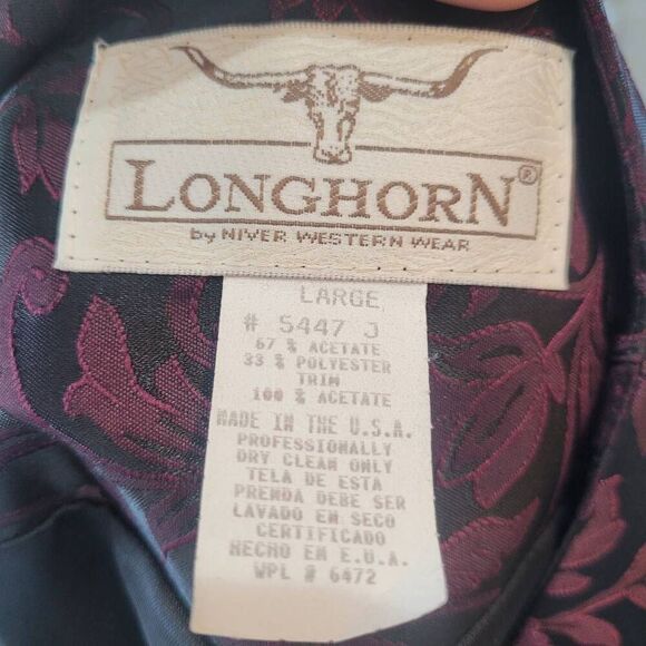 Longhorn Vintage Women's Burgundy/Black/Gold Acetate/Poly Horse Western Wear Jac - Picture 4 of 13